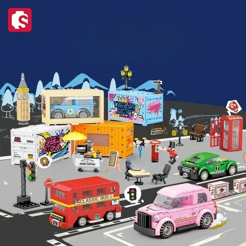 

SEMBO Famous Car Sports Car Assemble Building Blocks Kits Pop Container Truck Vehicle Model Bricks Kids Toys for Gift