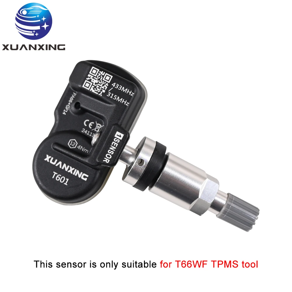 XUANXING T601 MX-Sensor Programmable Tire Pressure Sensor Universal 2in1 433/315Mhz Metal Rubber For T66