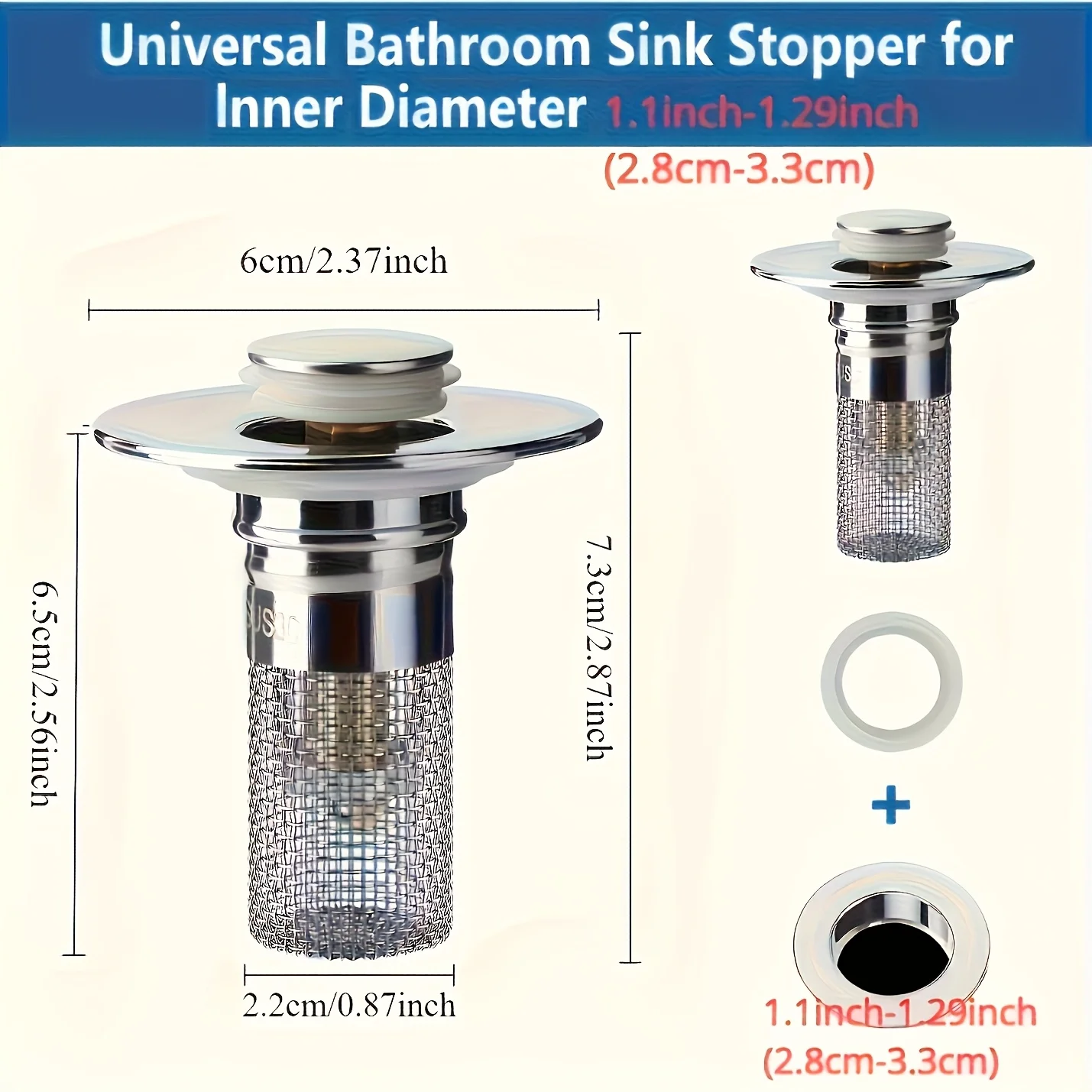 4Pcs Washbasin Drain Plug Stainless Steel Odor Proof Bouncing Core Press Sink Basin Stopper Hair Catcher Shower Sink Strainer