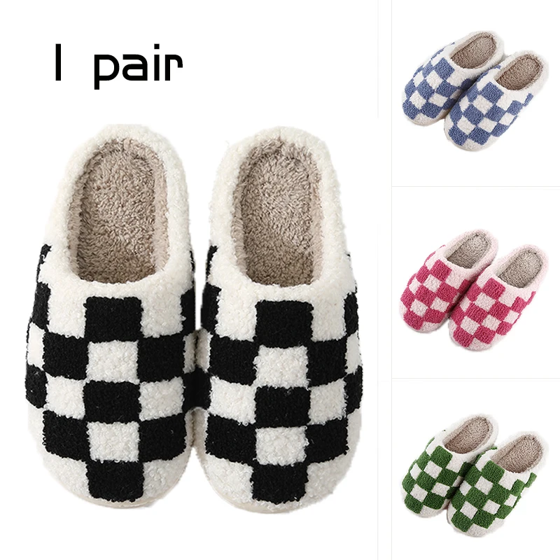 Zapatos de algodón antideslizantes gruesos para el hogar, pantuflas cálidas de algodón para invierno, par de zapatos de suela blanda para hombres y mujeres