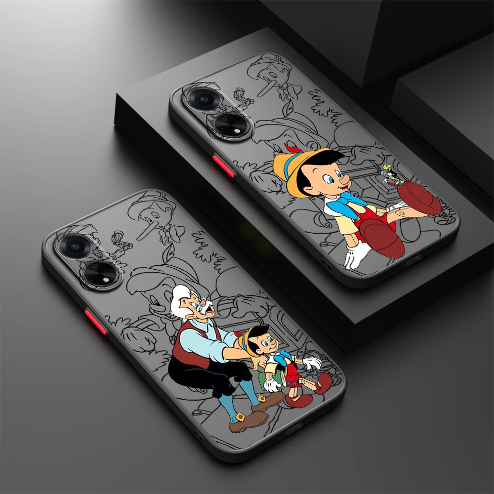 Disney Pinocchio Cute Frosted Translucent For OPPO X5 X3 A54S A5 A94 A16 A53S A57 A74 A72 A96 A98 A78 5G Soft Phone Case