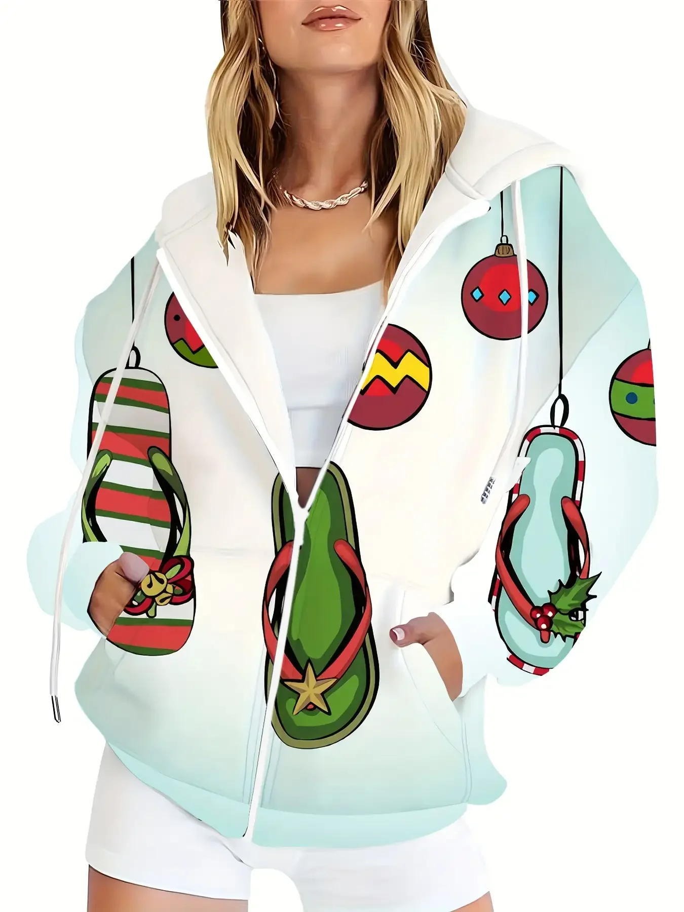 هودي نسائي جديد بسحاب لعيد الميلاد لعام 2026، كاجوال، عصري، وسهل الارتداء #3
