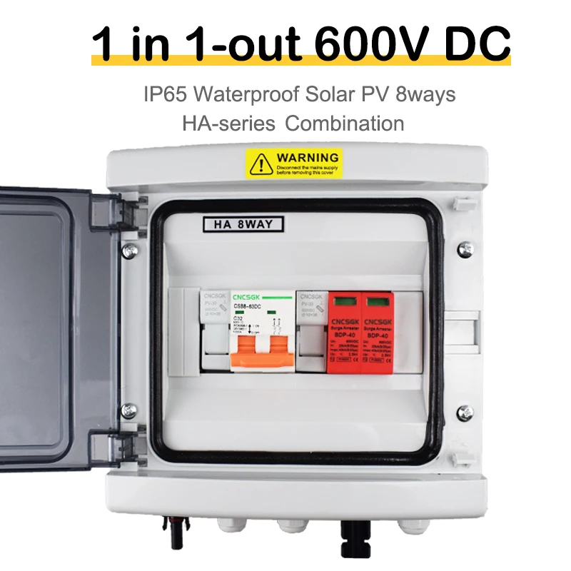 Solar photovoltaic PV Combiner Box With Lightning Protection 1 input 1 out DC 600V Fuse MCB SPD Waterproof Box IP65 Wholesale