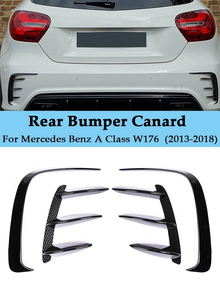 For Mercedes Benz A Class W176 Rear Bumper Air Vent A45 Sport Canard Splitter Spoiler Flap Cover 2013-2018 Black Car Accessories