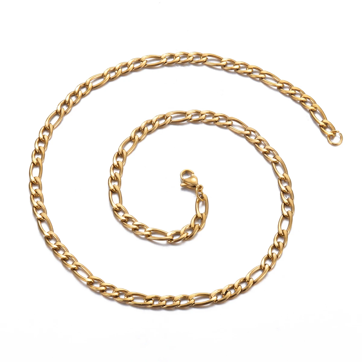 1PCS Width 3MM-7.5MM Stainless Steel Figaro Link Chain Necklace for Women Men 8-40 Inch