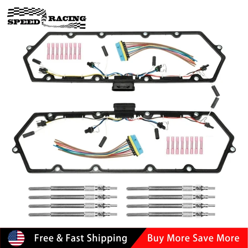 

F4TZ-6584-A Valve Cover Gaskets With Harness Glow Plug Set For 1999-2003 Ford F250 F350 F450 F550 V8 7.3L Diesel DH-1069