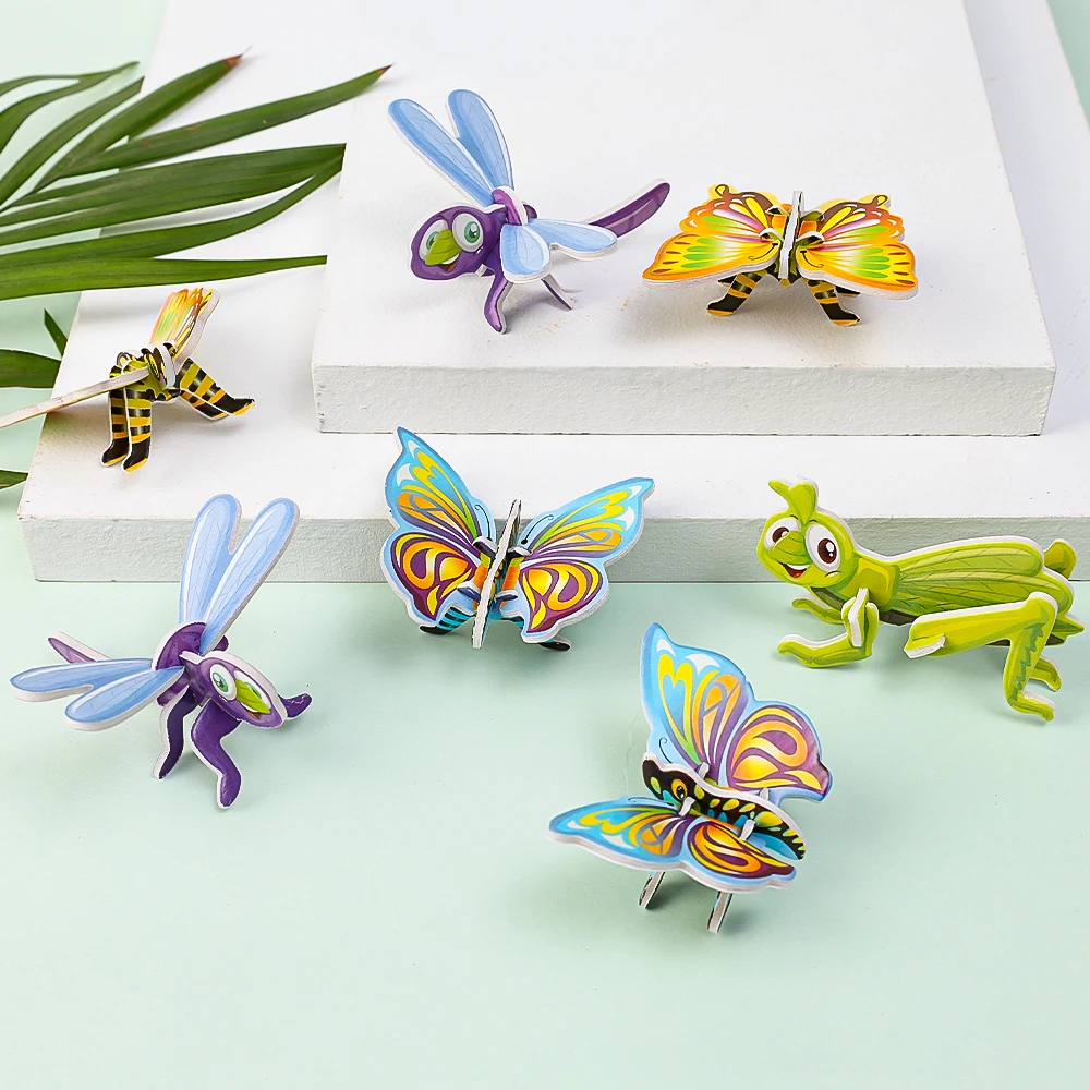 10/20pcs Creative Insects Three-dimensional Puzzles Kids Children's Ant Butterfly Early Educational Toys Puzzle Card Games Gifts