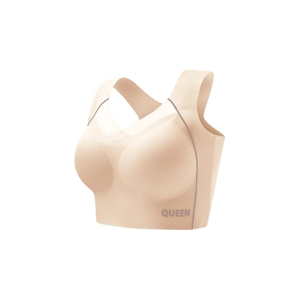 

Traceless Wireless V Bra Mesh V Neck Gathered Breasts Seamless Bras Comfortable Shockproof Brassiere for Women Running