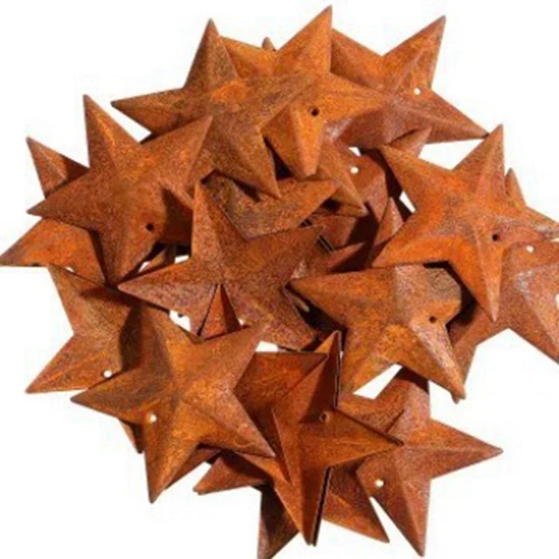 BMBY-Rusty Metal Barn Star. Vintage Country Decorative Star With Hole For Rustic Decoration For Christmas Holidays