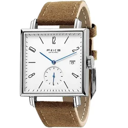 Men's Simple Casual Automatic Mechanical Watch FEICE FM301 Square Skeleton Seagull Movement Sapphire Mirror Watch