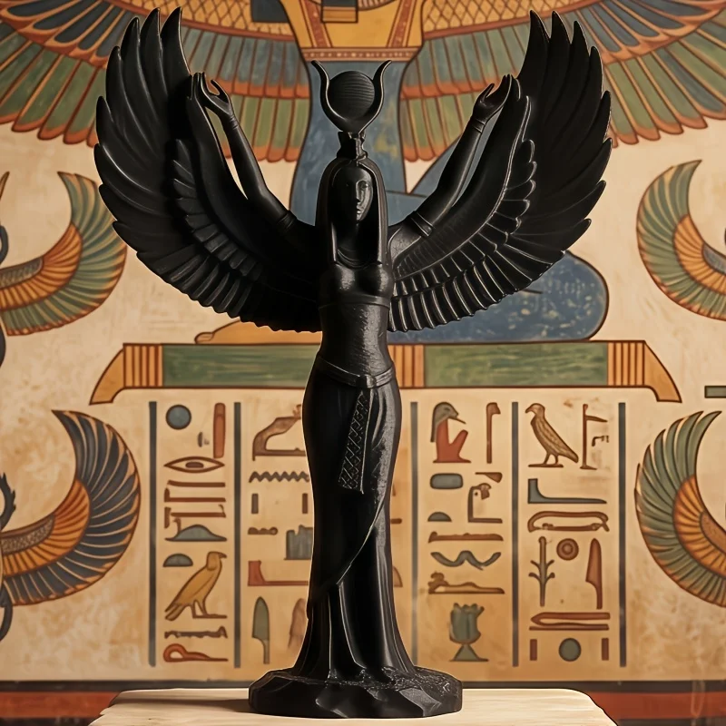 Ancient Egyptian Mythology Style Isis Goddess Ornament, Mysterious Winged Goddess Statue Ornament, Mysterious Dark Style Goddess