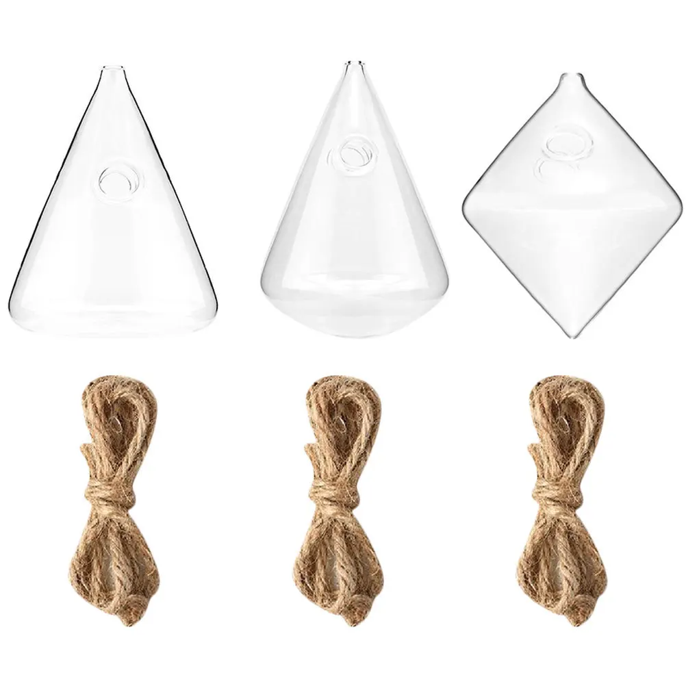 

1Set Transparent Glass Hydroponic Planter Hanging Flowerpot Wall Mounted Home Decor Terrarium Container Plant Glass Bottle