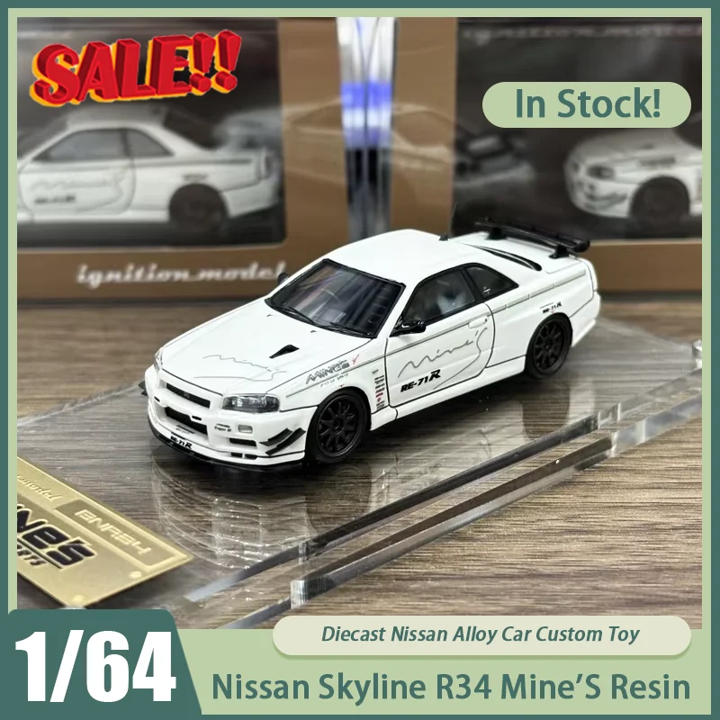 

Новинка, в наличии, зажигание Ig 1:64, Nissan Skyline R34, миниатюрный автомобиль из смолы, литой под давлением, украшения Nissan, игрушки на заказ, подарок для детей