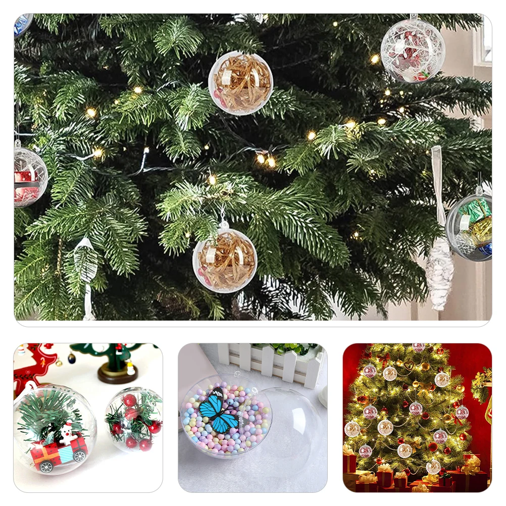 

20Pcs Eternal Flower Hanging Ball Christmas Fillable Ornament Clear Plastic Decorative DIY Craft for Holiday Party Tree