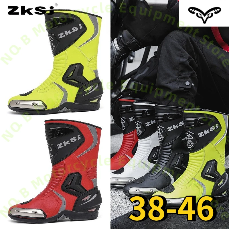 

ZKSJ Motorcycle Boots Breathable Windproof Anti Collision Non Slip Wear Resistant Motorbike Protective Footwear