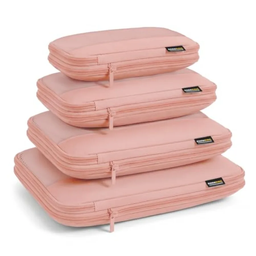 

4 Piece Compression Packing Cubes for 37 Day Travel Lightweight Travel Organizers with Breathable Mesh Double-Zipper Packing Cu