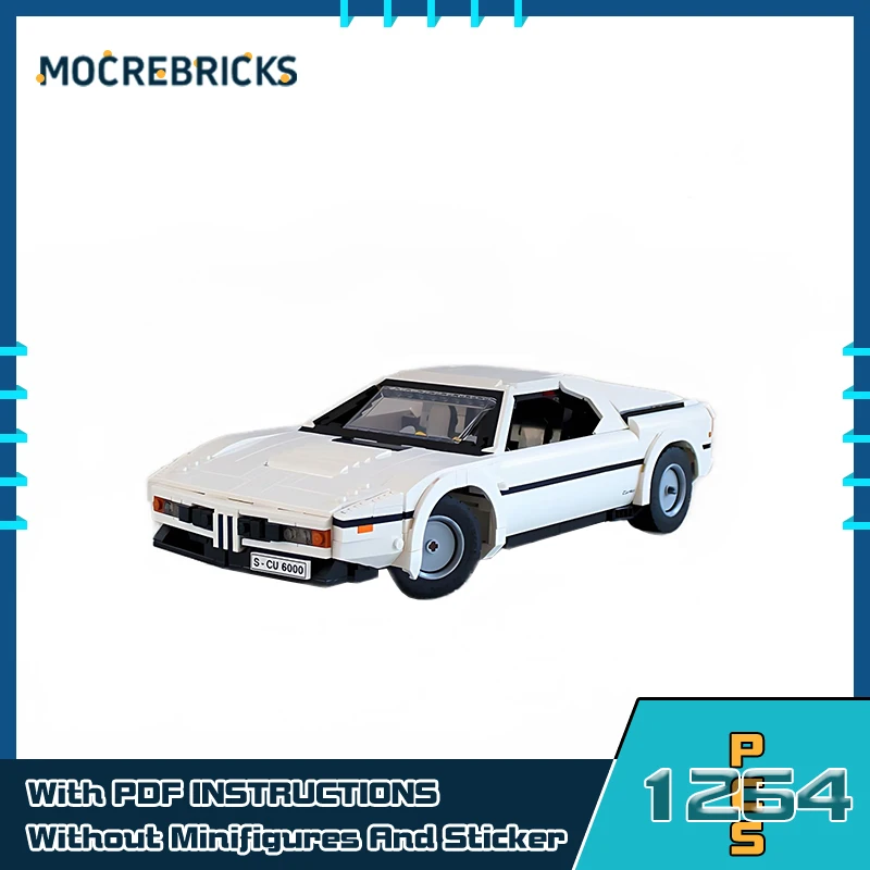 Classic Supercar M1 High-tech Bricks MOC-161294 White Speed Racing Cars Building Blocks Model Toy Children's Birthday Gift