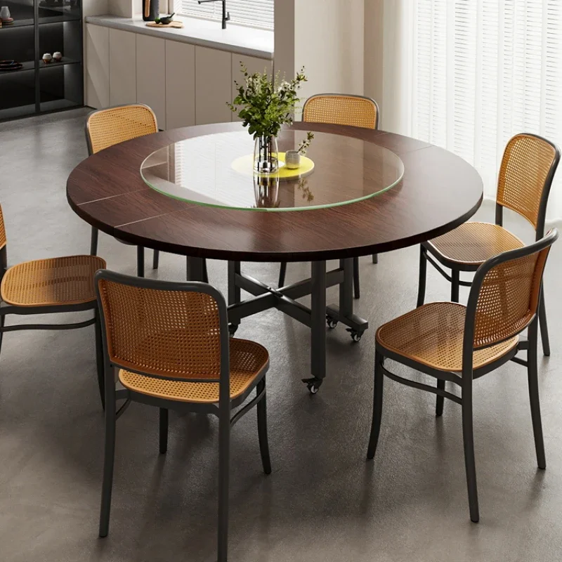 Juego de mesas de comedor móviles redondas de cocina, mesas de comedor plegables de madera modernas extensibles, Mesa Plegable para restaurante, muebles para el hogar