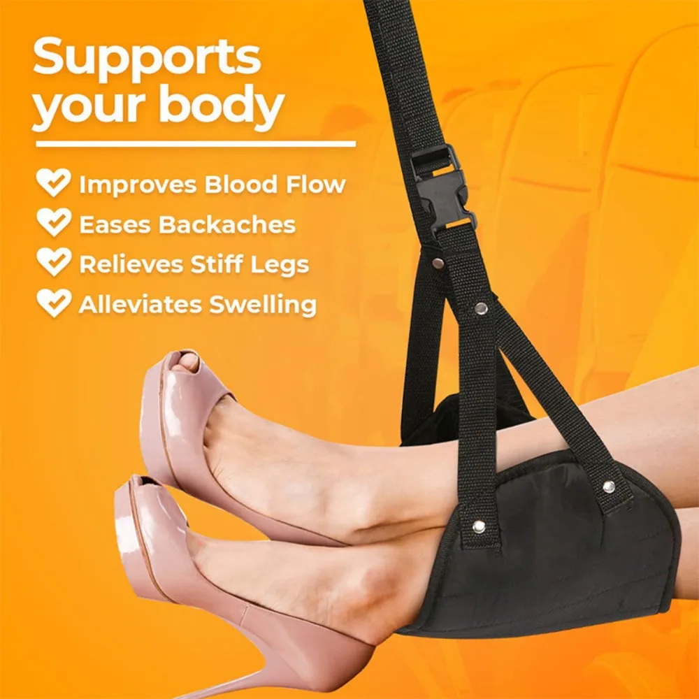 Portable Airplane Footrest Adjustable Strap Comfortable Plane Travel Foot Hammock Feet Rest Hanger for Airplane Train Office Car image 5
