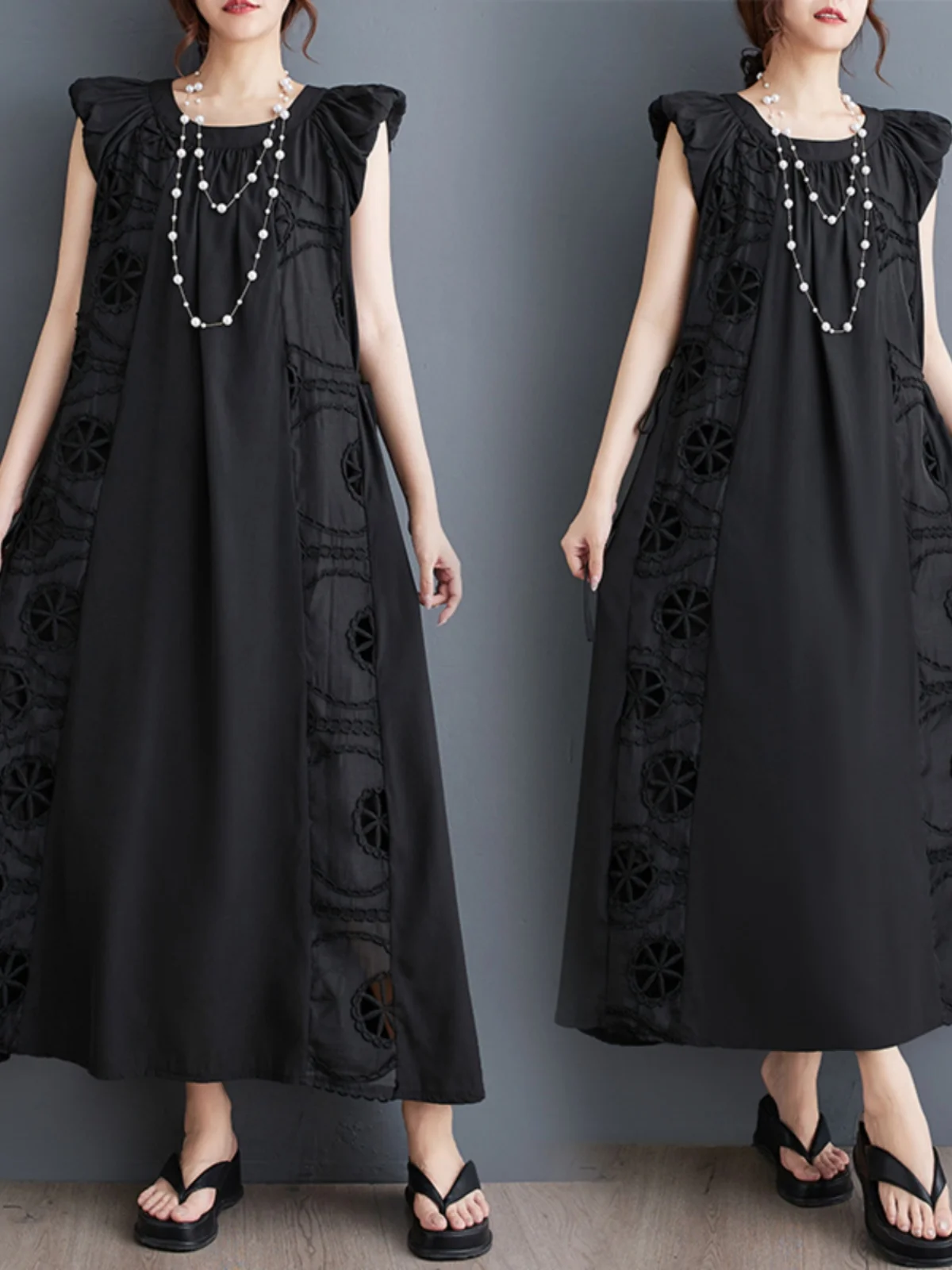 تنورة متوسطة الطول مطرزة ومفرغة وفضفاضة مناسبة للصيف Dr 2025 مع تنورة منتفخة للنساء #3