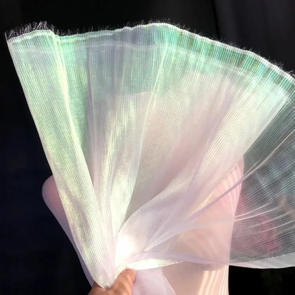 100x150cm Organza Fabric Straighten Pleated Designer Cloth Mermaid Fairy Colorful Apparel Sewing Fabrics