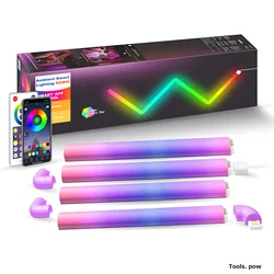 4/6Pcs Smart WiFi APP Control Glide Night Light RGB LED Wall Lamp for TV Bedroom Game Decoration Strip Lights US Model Plug