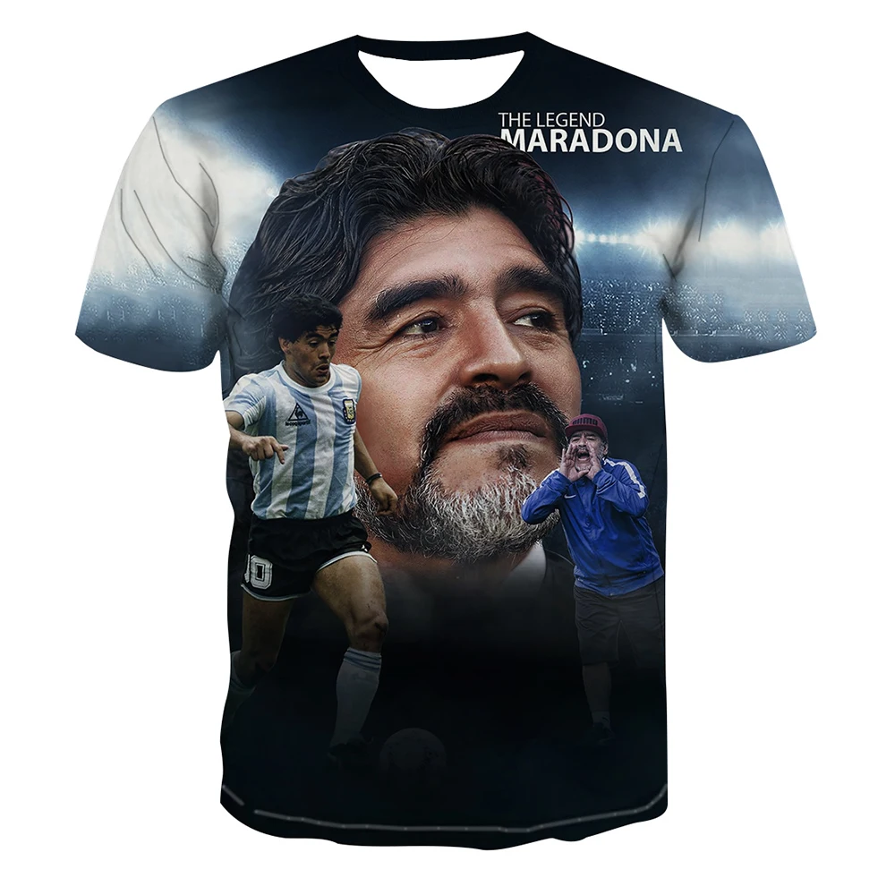 Summer hot selling fashionable football star creative 3D printing support football fan personalized casual T-shirt