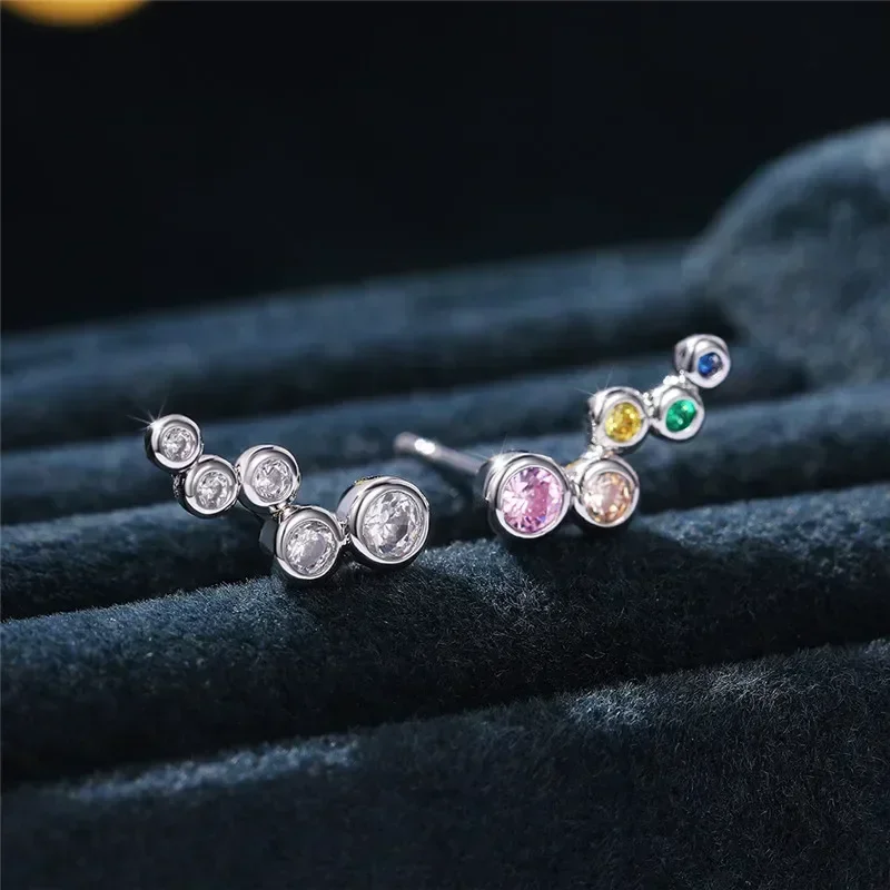 2025 شيك أقراط صغيرة للإناث مع مكعب مستدير ملون زركونيا بسيط متعدد الاستخدامات المرأة العصرية مجوهرات جديد