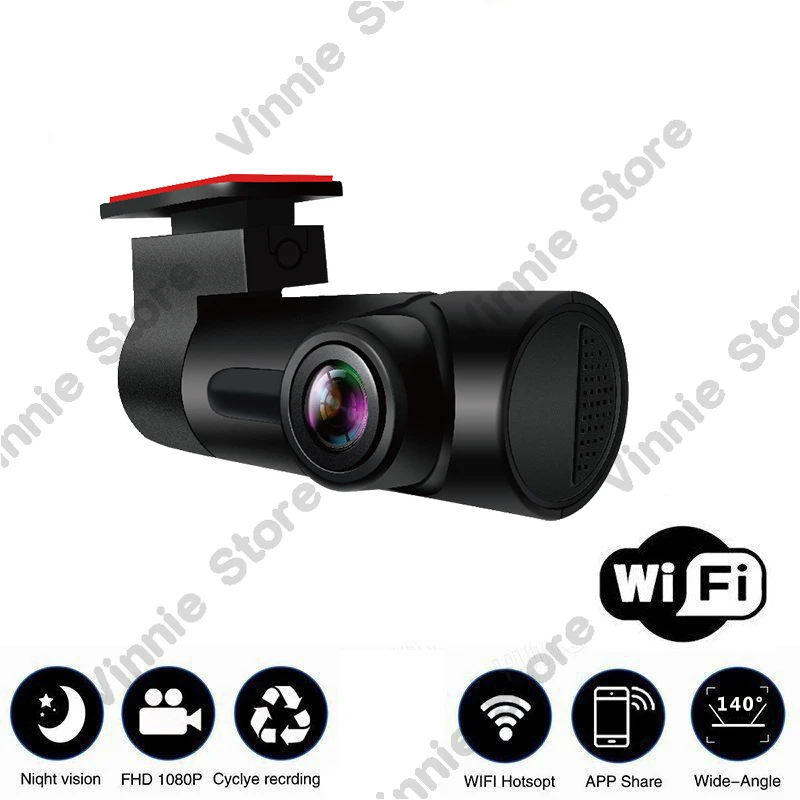 New car screenless WIFI driving recorder 1080P HD night vision free installation of mobile phone interconnection single mirror.