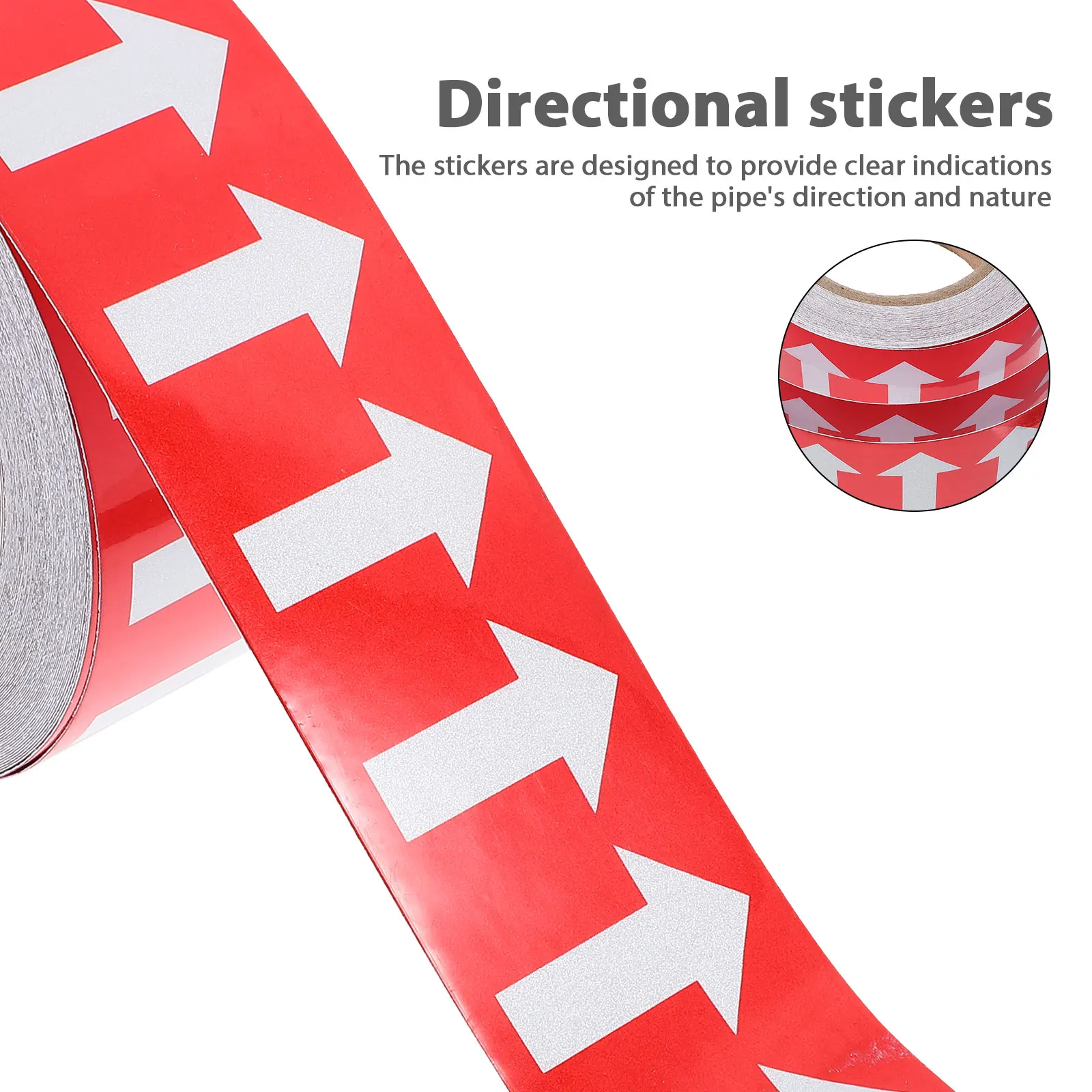 1 Roll Pipe Direction Indicator Sticker Red Arrow Identification Tape For Water Gas Oil Lines Self Adhesive Polystyrene Marking