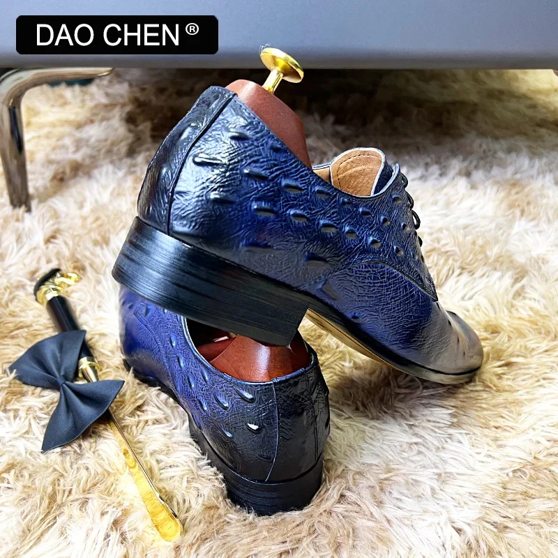 ITALIAN MEN LEATHER SHOES BLUE BLACK CROCODILE SHOES LACE UP LUXURY MEN DRESS SHOES OFFICE WEDDING OXFORDS SHOES FOR MEN