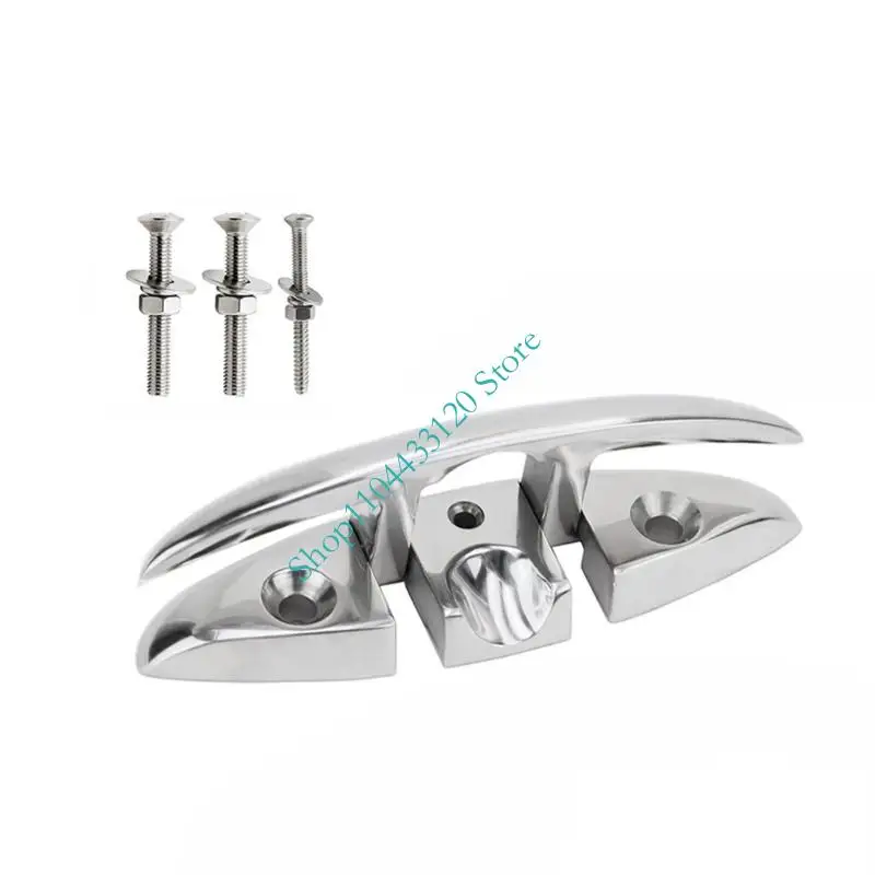0XXD Pack of 1 Marine Grade bending Cleat Stainless Steel 316 High Polished Design for Docks Boats Kayaks