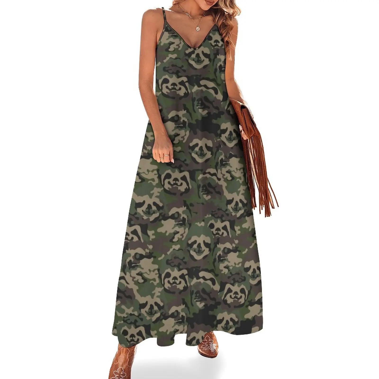 

Sloth Camouflage Sleeveless Dress bandage dress Aesthetic clothing cute dress