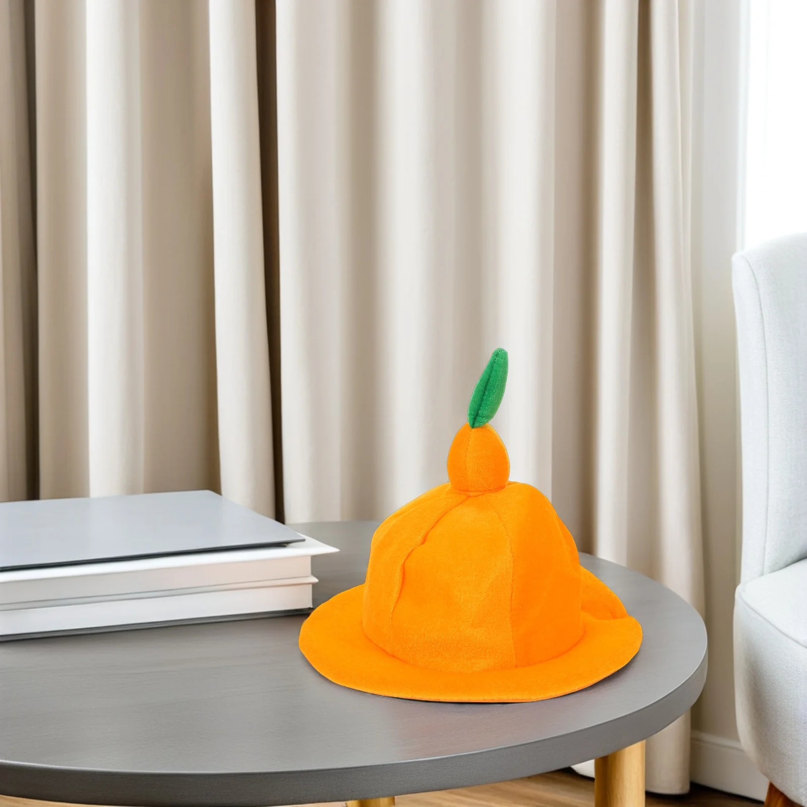 Забавная оранжевая шляпа, головной убор, костюм, 58 см, кепка с фруктами, реквизит для фотосессии, вечерние наряды на Хэллоуин, креативные аксессуары, костюм оранжевой шляпы