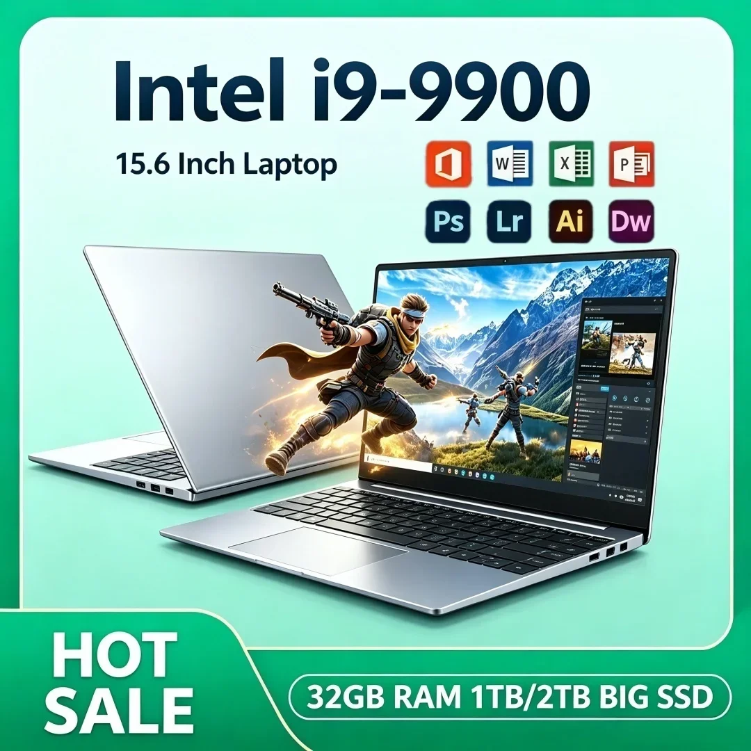 Intel Core i9‑9900 15.6 Inch Modern Ultra Slim Laptop Portable Windows11 Study Office PC 16/32GB RAM 1TB/2TB  SSD