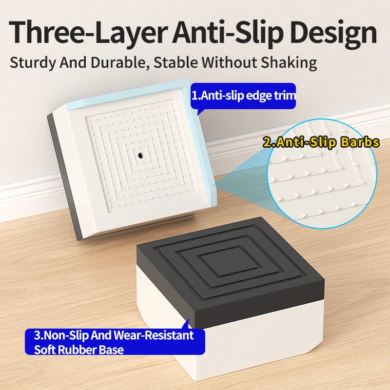 4-Pack Furniture Leg Risers – Shock-Absorbing Pads, Table/Chair/Sofa Support Blocks with Anti-Slip Grooves