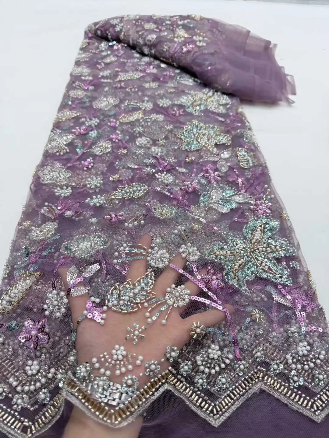 

Элитная африканская ткань ручной работы с бисером и кружевом, 2026, Франция, с пайетками, нигерийская вышивка, свадебная сетка для пошива платьев