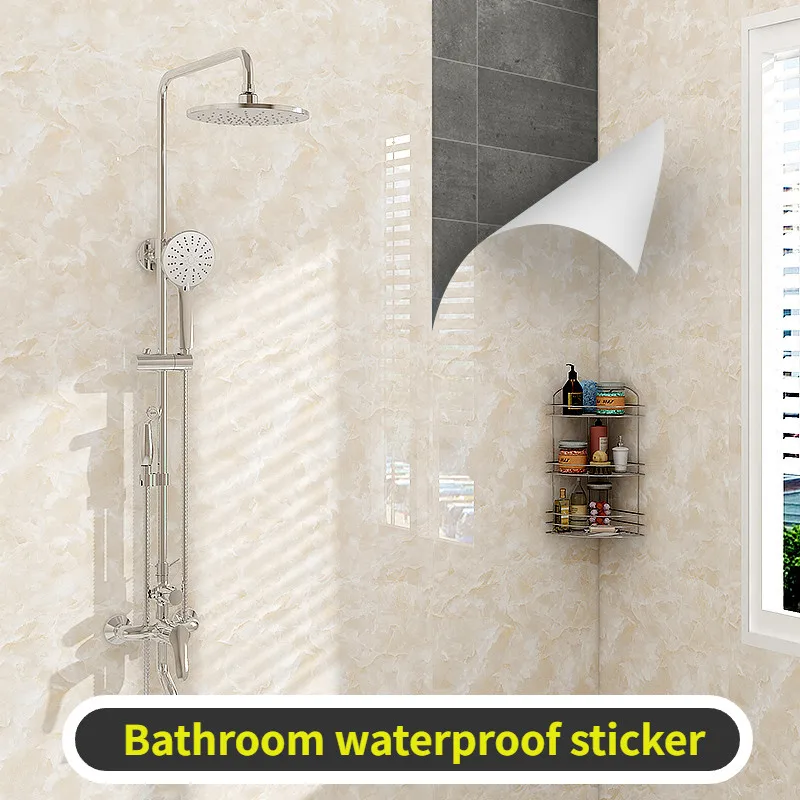 Self‑Stick Marble Wallpaper Oilproof Moisture Resistant Film for Kitchen Countertop Cabinet Bathroom Toilet Household Wall