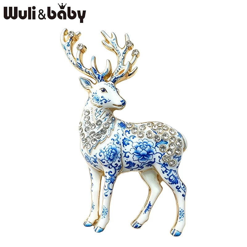 Wuli&baby Strong Deer Brooches For Women Men 2-color Beautiful Antler Elk Deer Animal Brooch Pins Christmas New Year Gifts