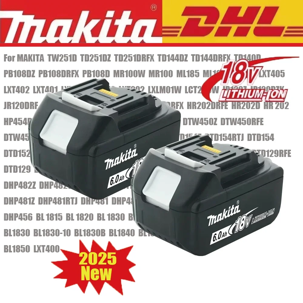 

Durable 18V 6.0Ah for Makita Lithium Battery BL1860B - Original Replacement for BL1830 BL1850 Series, 2X Runtime Guarantee