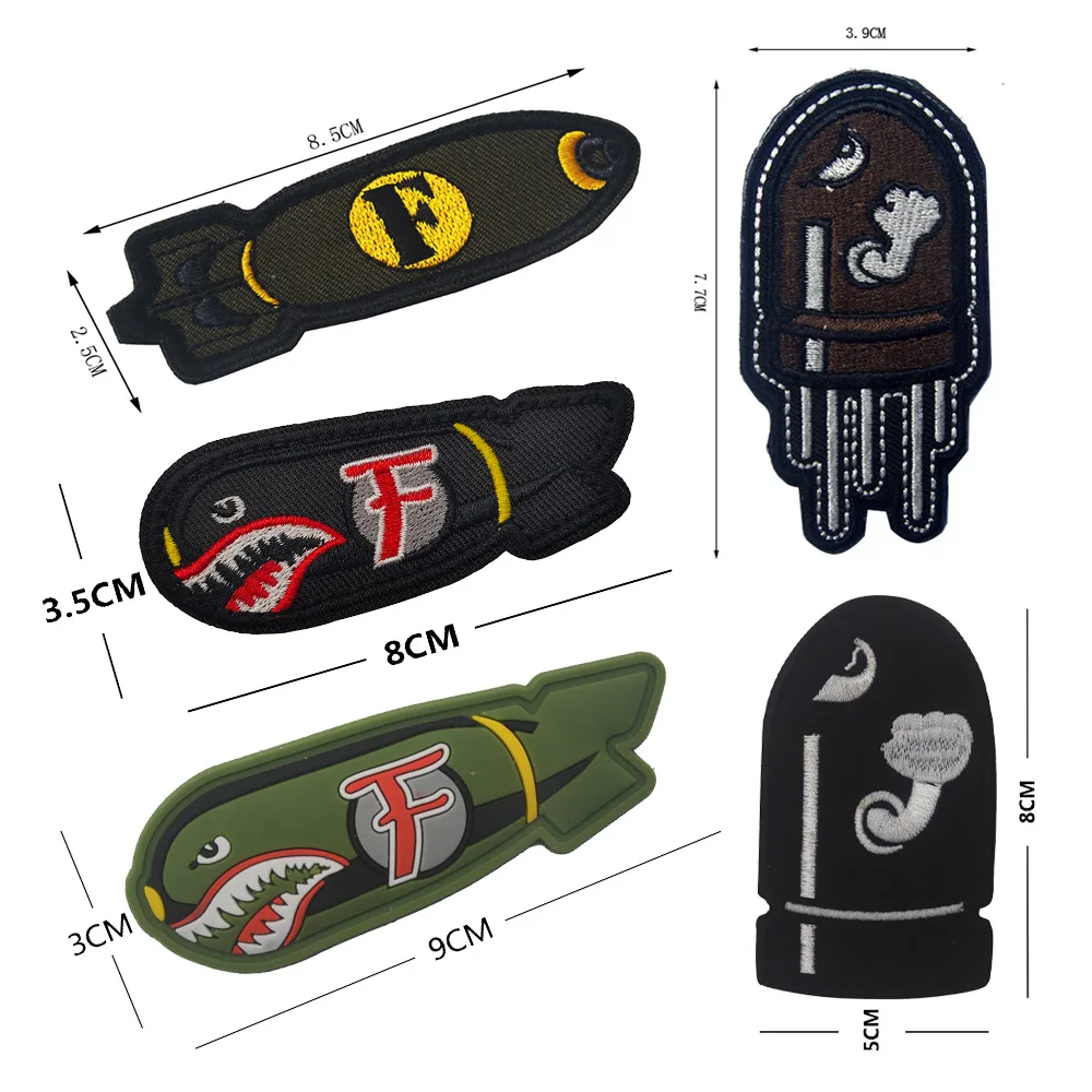 Planet Angry Flying F-Bomb Badge One Size Fits All Shark Bullet Tactical Patch PVC Applique Attachment to Bags Jackets and Gear