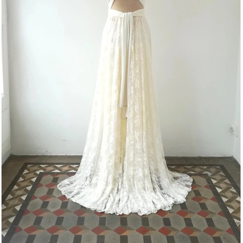 Spitze Hochzeit abnehmbaren Rock abnehmbaren Zug für Kleider Boho Braut Überrock