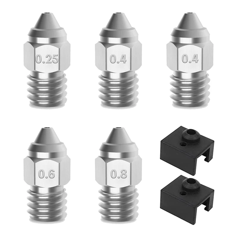 5Pcs MK-HF Nozzle With 2Pcs Ender 3 S1 Series Silicone Sock, Copper Alloy Nozzles For Sprite Extruder/Ender-3 Series