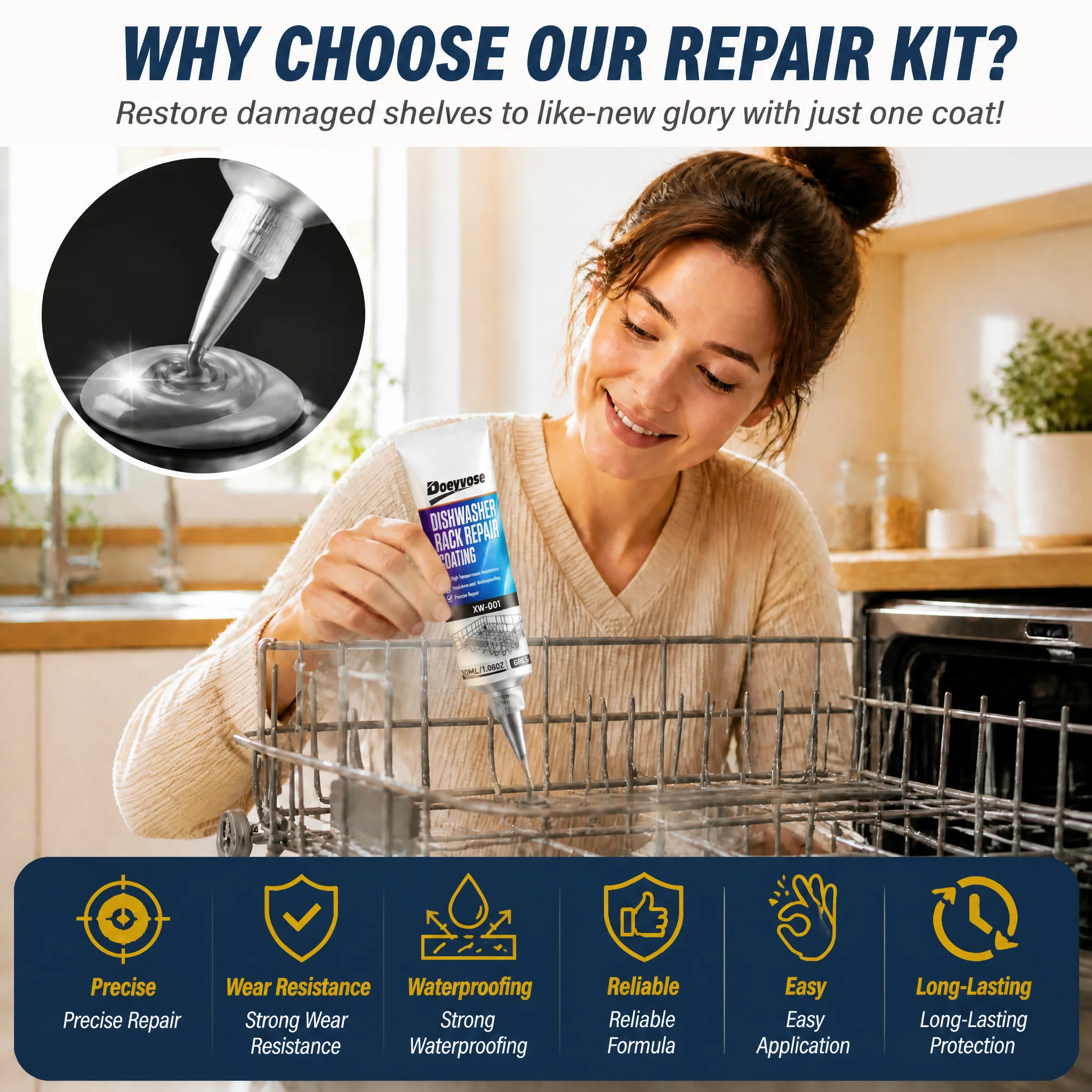 Gray Metal Coating Repair Paste for Kitchen Dish Drying Rack