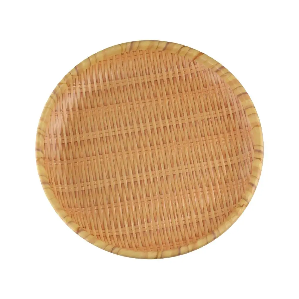 

Food Plate Traditional Imitation Weaving Dinner Plate Classic Convenient Bread Dessert Plate Round Durable Snack Plate Home