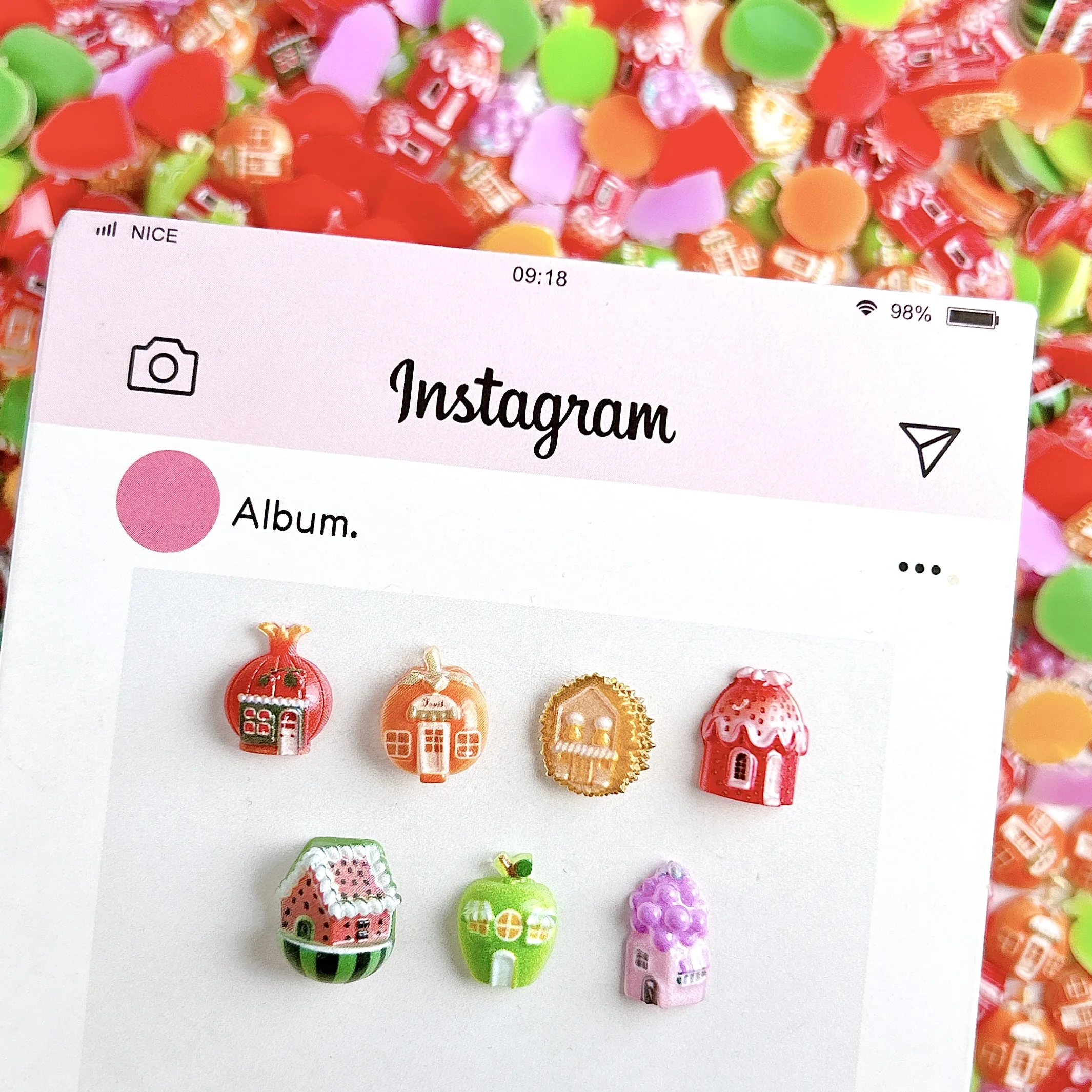 20PCS Novelty Cartoon Grape Durian Nail Charms Cute Colorful Apple Fruit Series Resin Nail Art Decorations for DIY Hairpin Nails