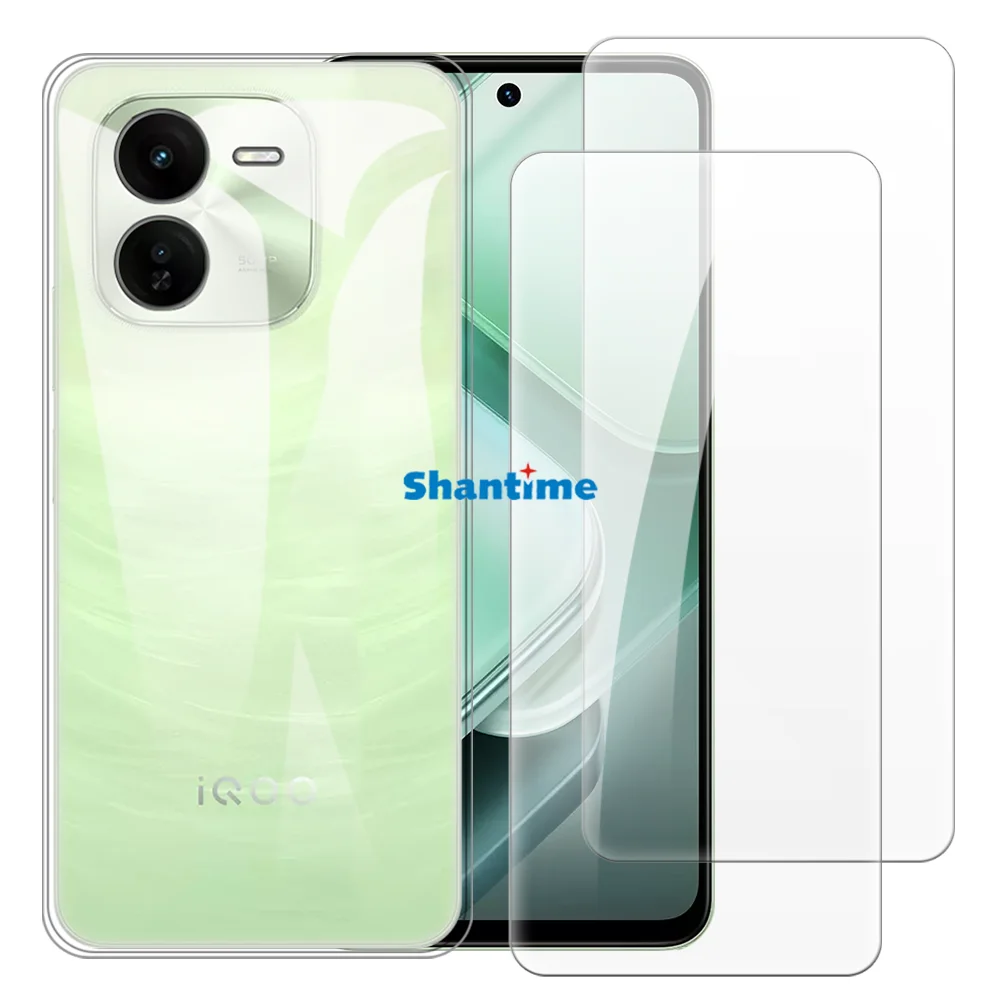 Soft Case + 2 Pack Tempered Glass Screen Protectors for Vivo iQOO Z9X 5G China i2219 V2353A V2353DA Full-Body Protection