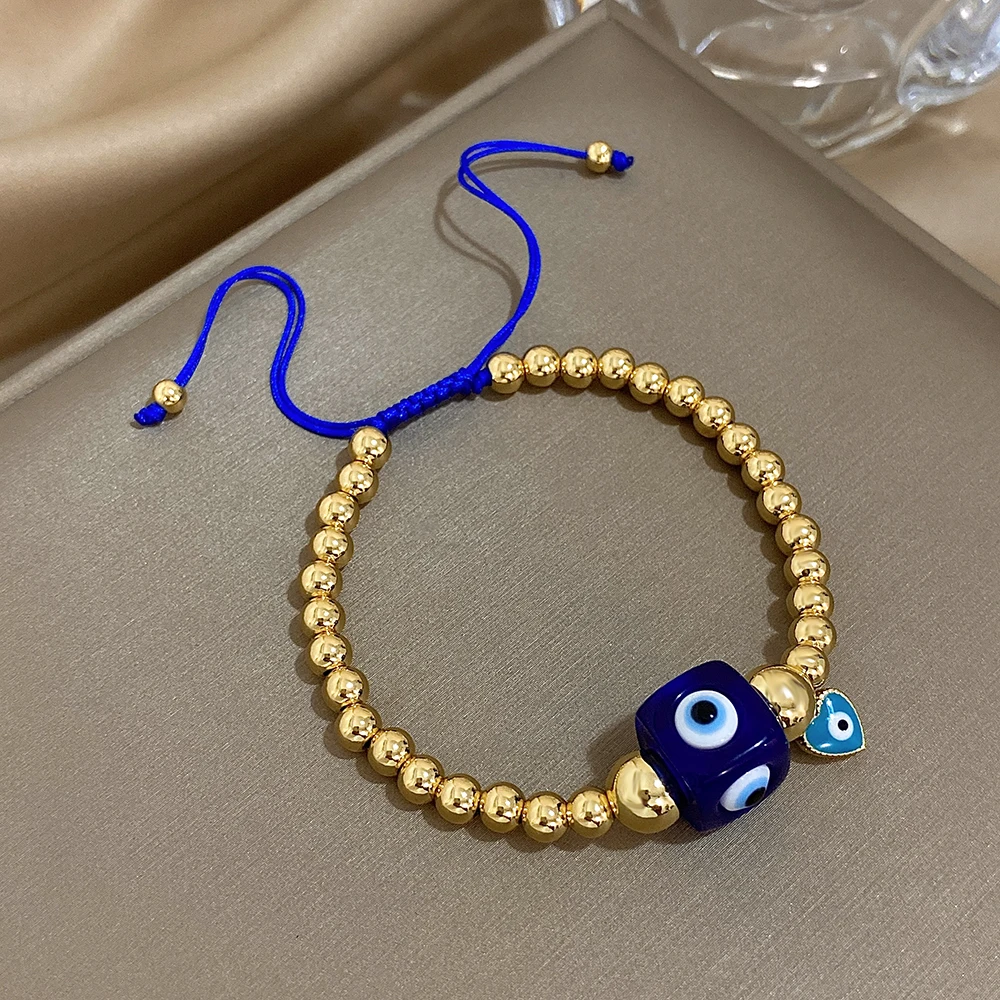 GREATEER-أساور مجدولة محظوظة للعين الشريرة للرجال والنساء ، سلسلة مطرزة قابلة للتعديل ، لون ذهبي ، سحر صداقة الزوجين ، هدايا مجوهرات #1