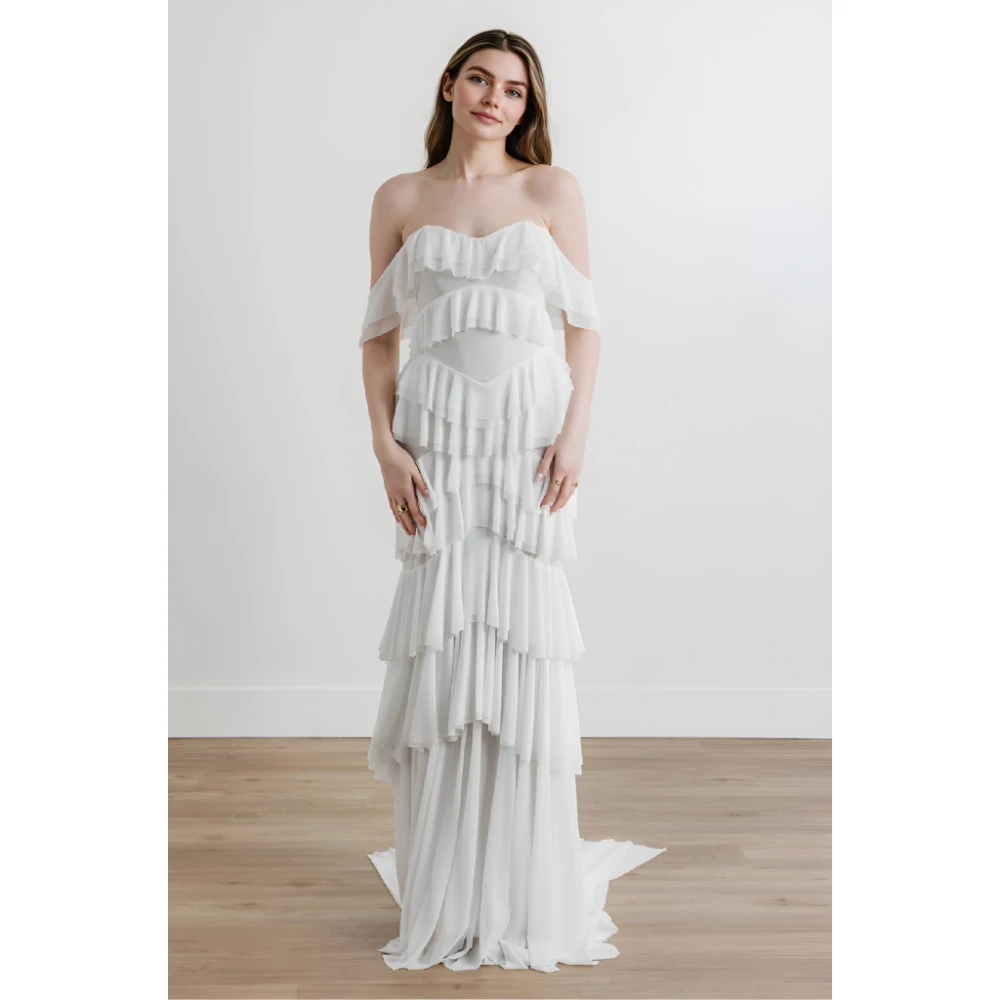 ESBRIDE Abito da damigella d'onore da sposa Abiti da festa di lusso Stile Abito di fascia alta Abito estivo con spalle scoperte Abiti da damigella d'onore