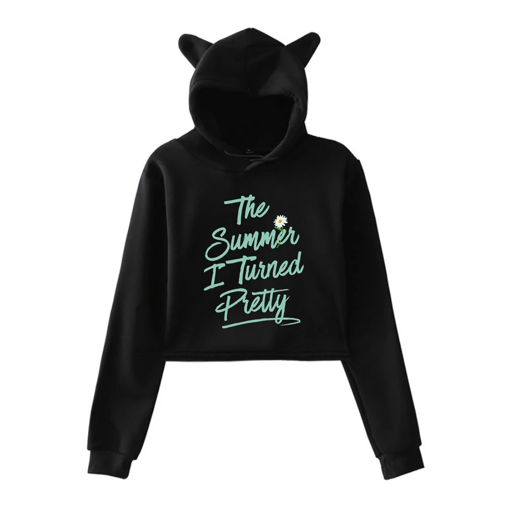 

The Summer I Turned Pretty Season 2 Pullover Cat Ears Hoodie 2023 New Tv Series Navel Female Crop Top Women's Clothes